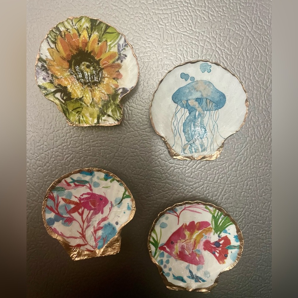 Handcrafted Seashell Art Magnets